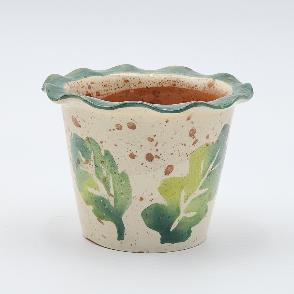 Ciao Italya Small Planter Leaf Motif Earth Tones Made in Italy 3.5" by Bellini